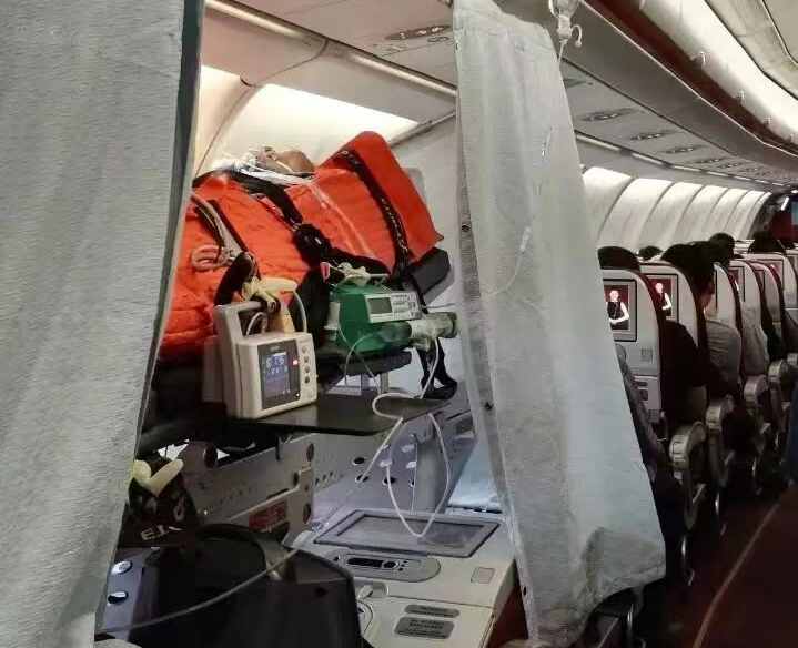酒泉跨国医疗包机、航空担架